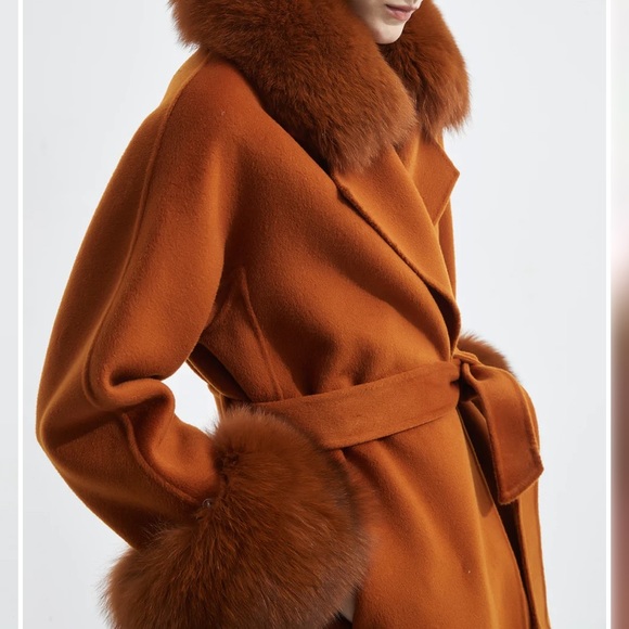 Pissenlit Wool+Cashmere, fox fur coat. S - Picture 14 of 15